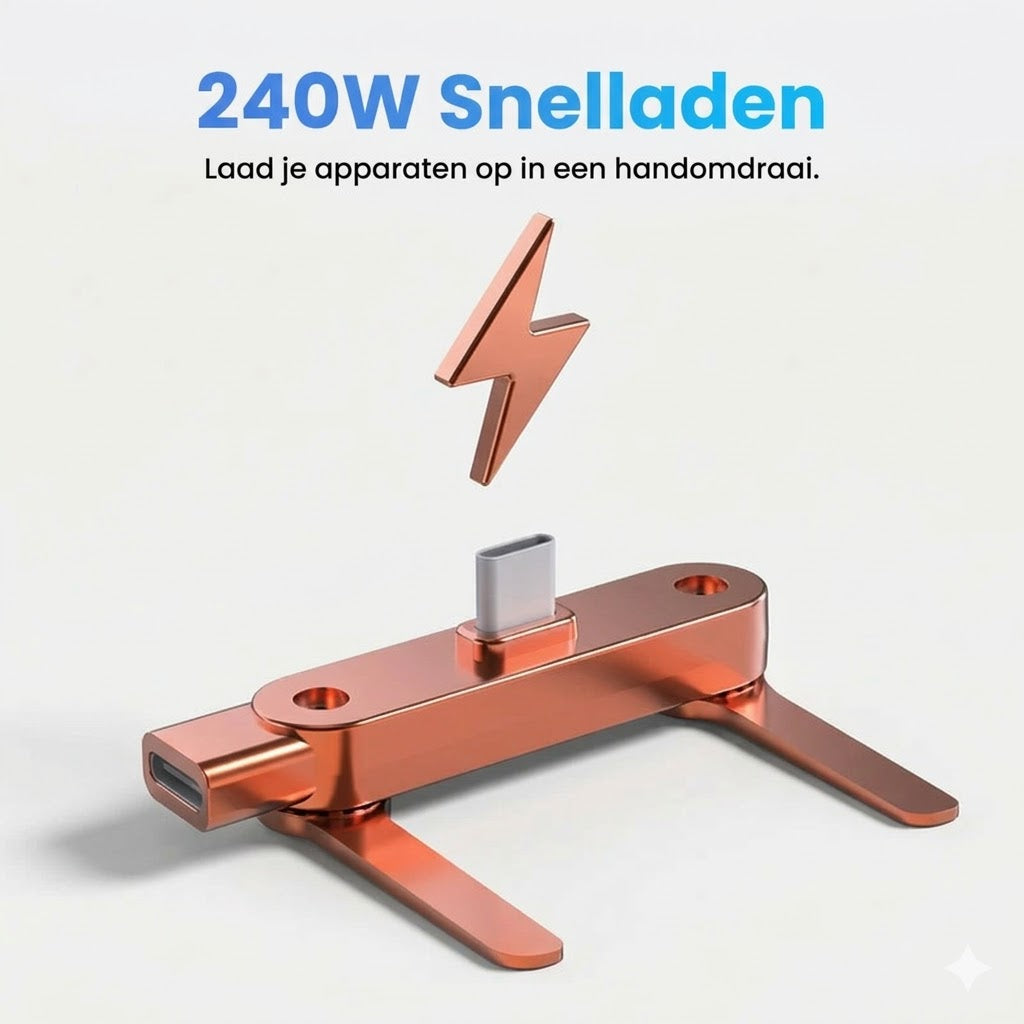 Snelle oplaadadapter met 360° opvouwbare telefoonstandaard