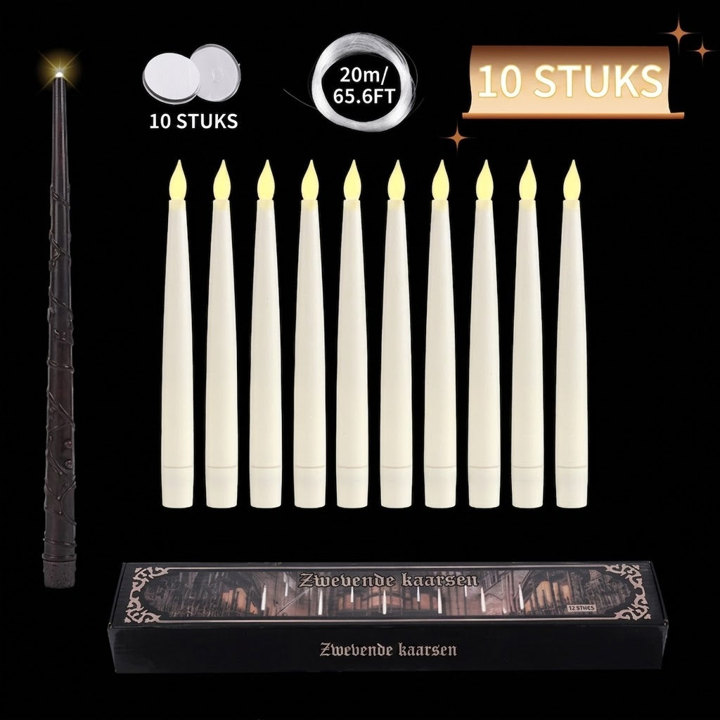 Zwevende LED kaarsen met toverstaf