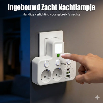Ruimtebesparende Stekkerdoos met Licht en USB