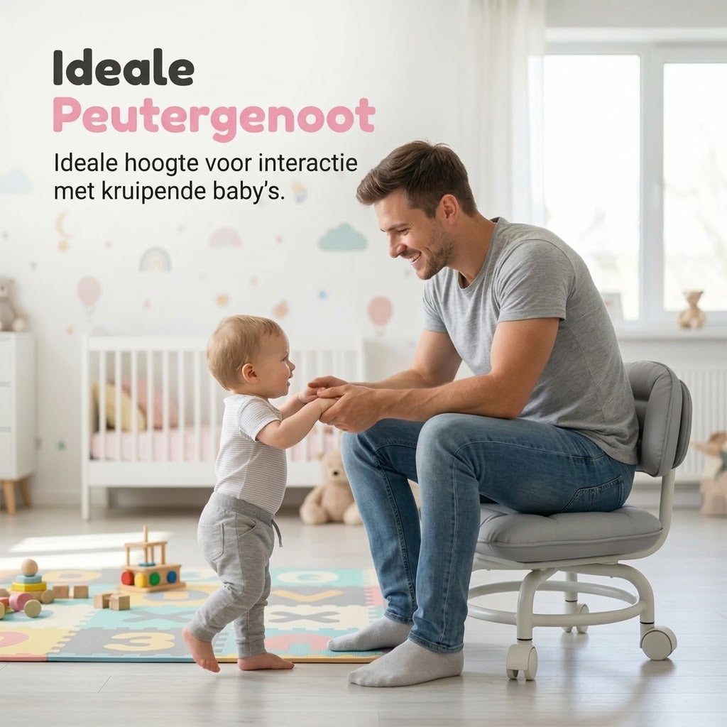 Lage verrijdbare kruk met rugleuning