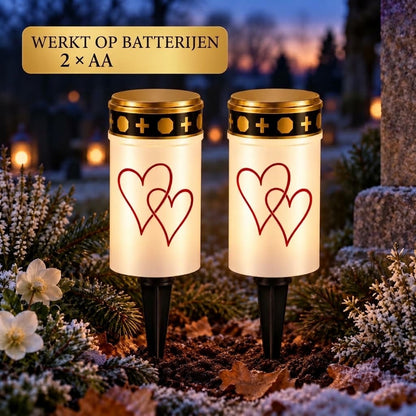 MinnesLjus LED graflichten set van 2 met zonnecel of batterij