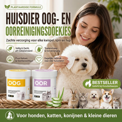 Alcoholvrije Doekjes voor Oren en Ogen van Huisdieren