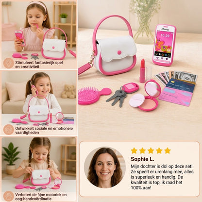 Kinder speelhandtas set met telefoon en make up accessoires