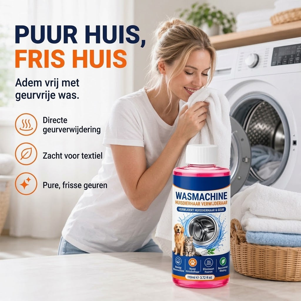4 in 1 wasmachinereiniger tegen dierenharen en geurtjes