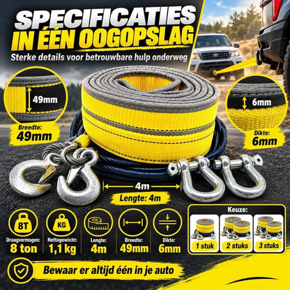 Sleepband 8 ton 4 meter met U beugelhaken