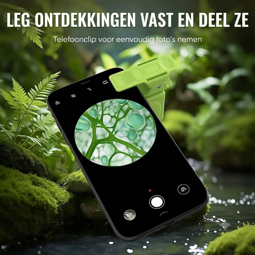 Draagbare educatieve microscoop met telefoonhouder voor kinderen