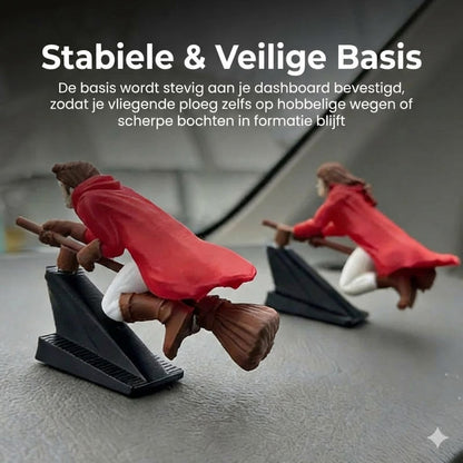 Magische bezemsteel autodashboardversiering