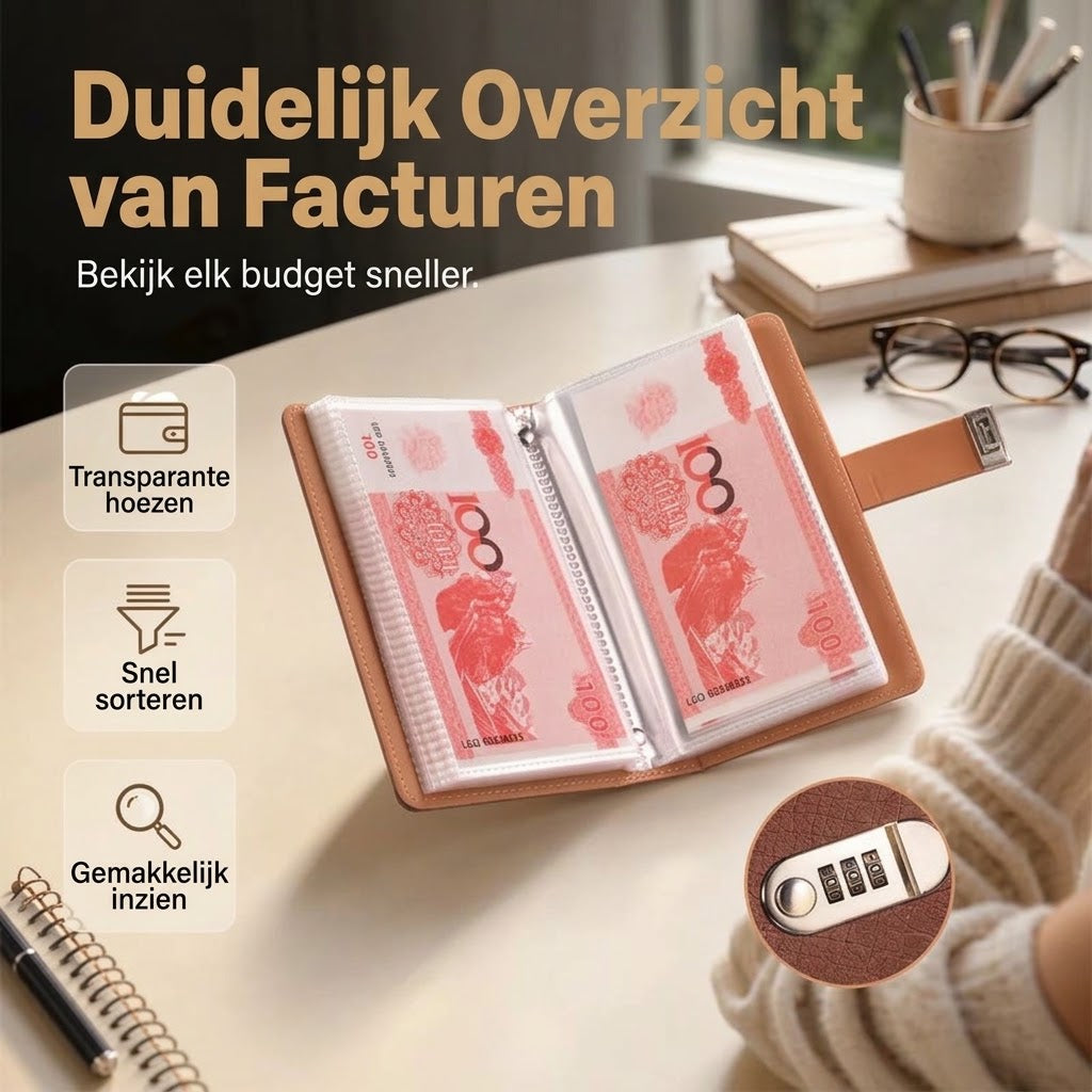 Spaarbinder met cijferslot voor contant geld