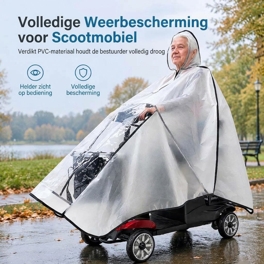 Extra grote waterdichte PVC regenponcho voor scootmobielen