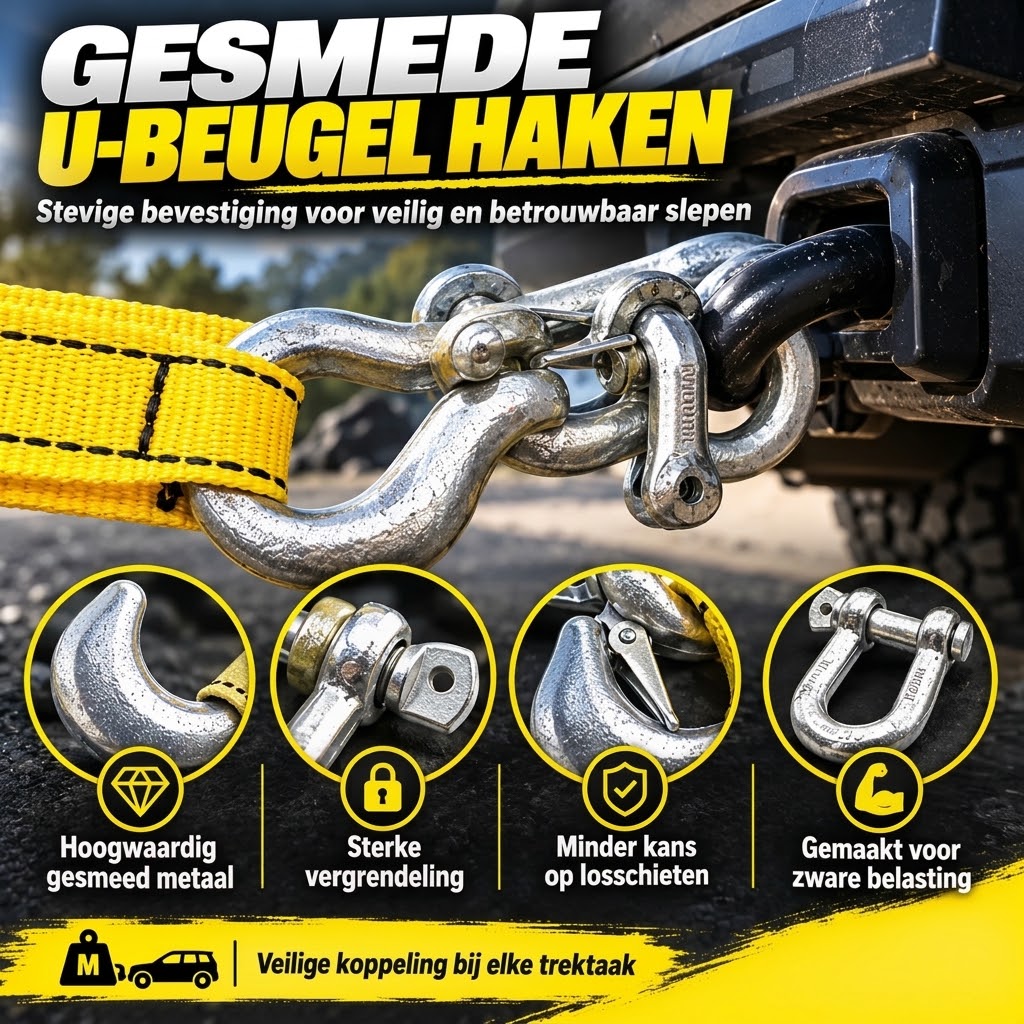 Sleepband 8 ton 4 meter met U beugelhaken