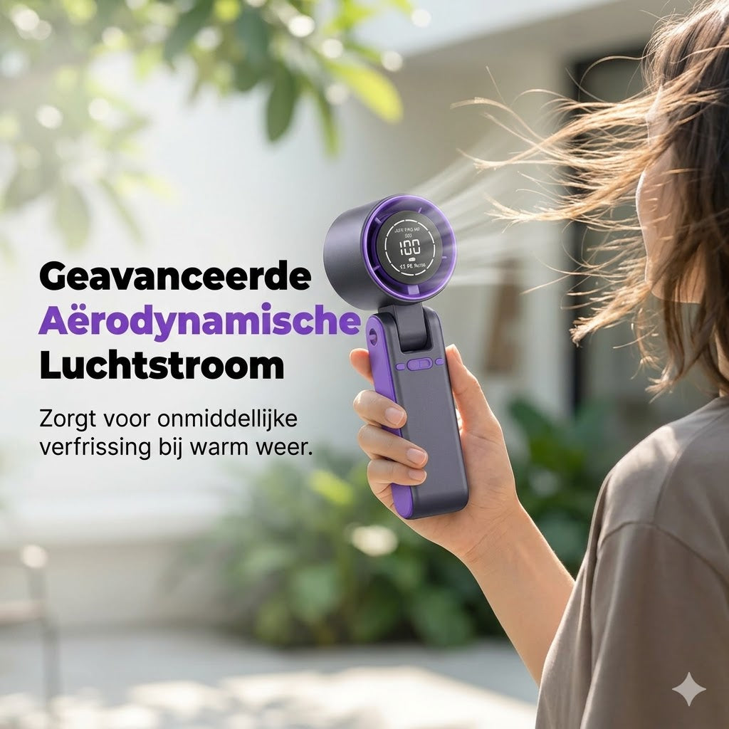 Draagbare handventilator met digitaal LED-display