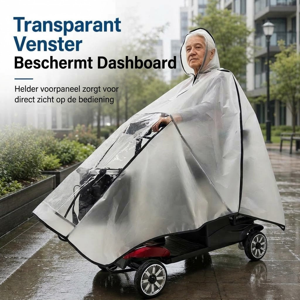 Extra grote waterdichte PVC regenponcho voor scootmobielen