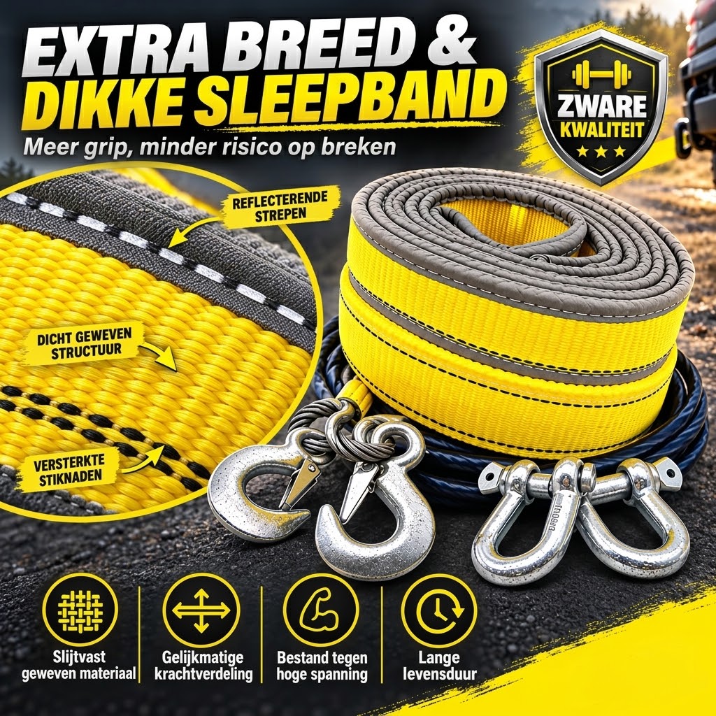 Sleepband 8 ton 4 meter met U beugelhaken
