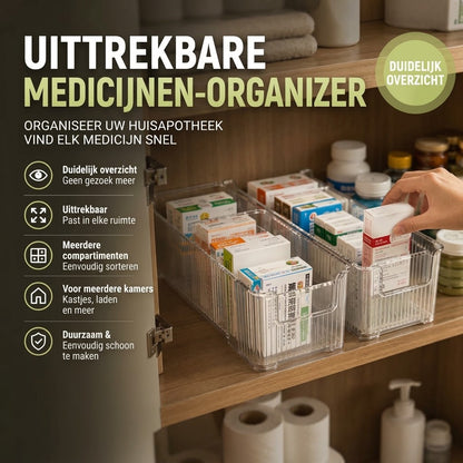 Uitschuifbare transparante medicijnorganizer
