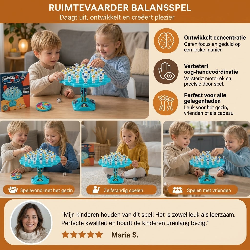 Ruimteman balansspel als interactief STEM speelgoed