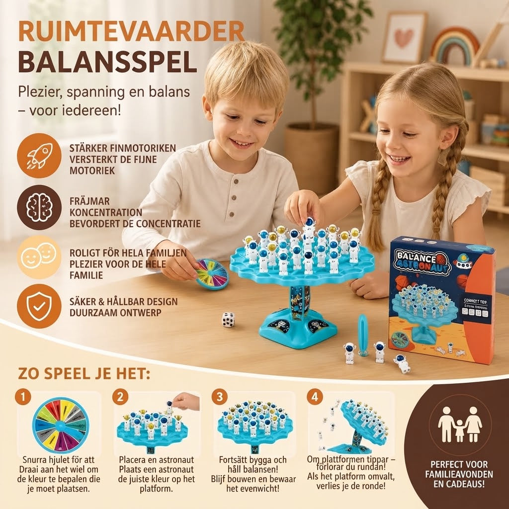 Ruimteman balansspel als interactief STEM speelgoed