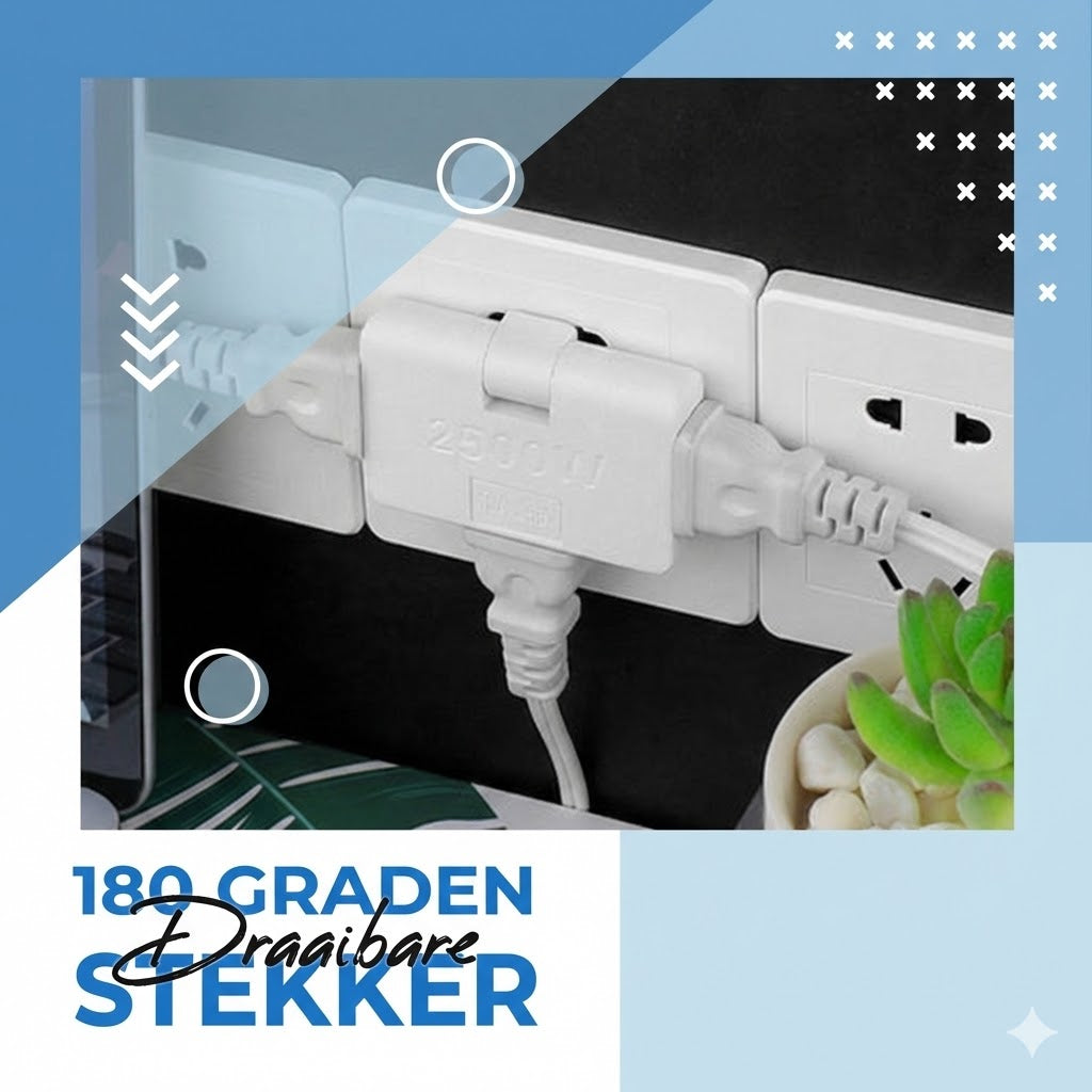 180° graden draaibaar 3-voudig stopcontact(EU-stekker)