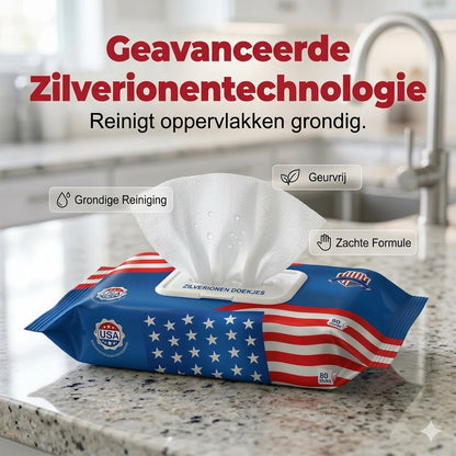 US Nano Silver Ion Ultra-Clean-doekjes（80 Vellen/pak）