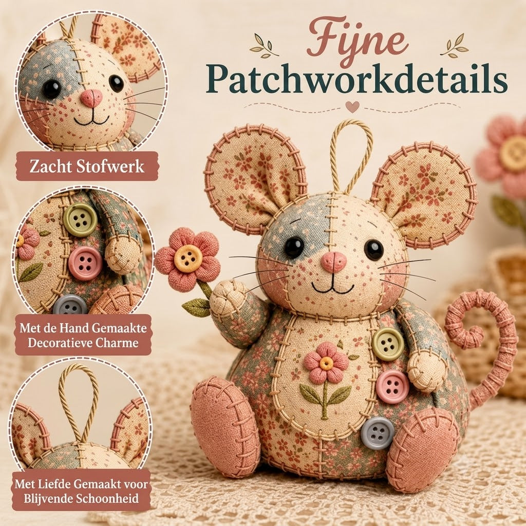 Complete DIY-set voor een patchworkmuis - Inclusief alle materialen