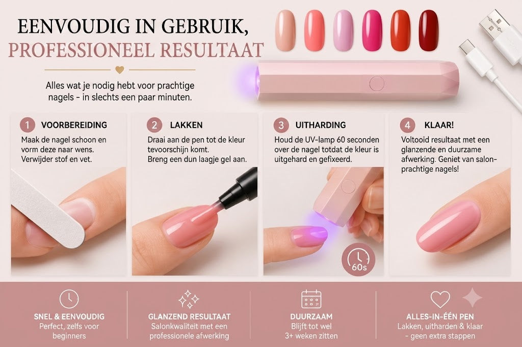 SalonPen 3 in 1 gelpennenset met UV LED lamp 6 stuks