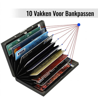 RVS RFID creditcardhouder met 10 vakken