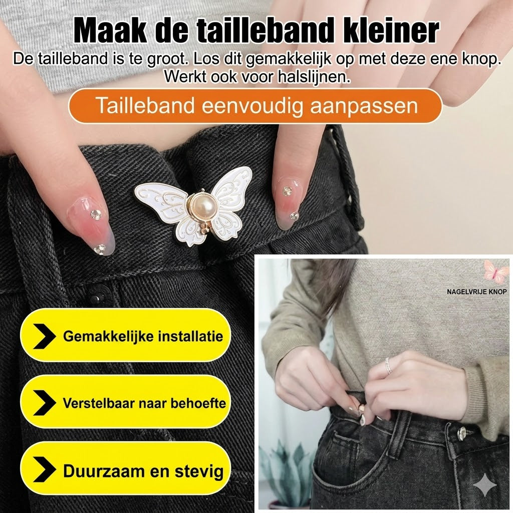 Nooit meer afzakkende broeken! Verwijderbare vlindergesp