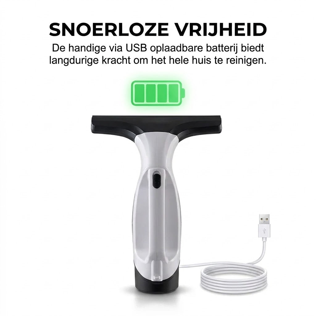 Elektrische raamstofzuiger met verlengstang