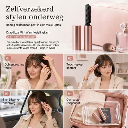 Draadloze verwarmde volumekam voor pony en kruin