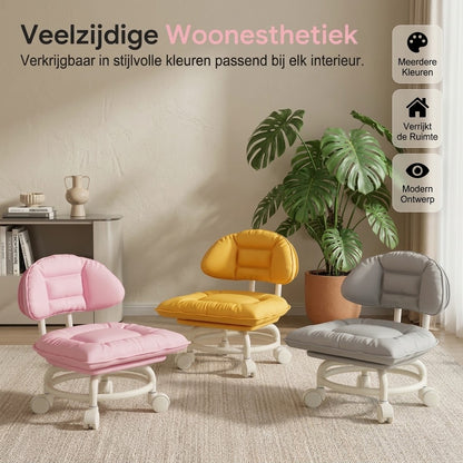 Lage verrijdbare kruk met rugleuning