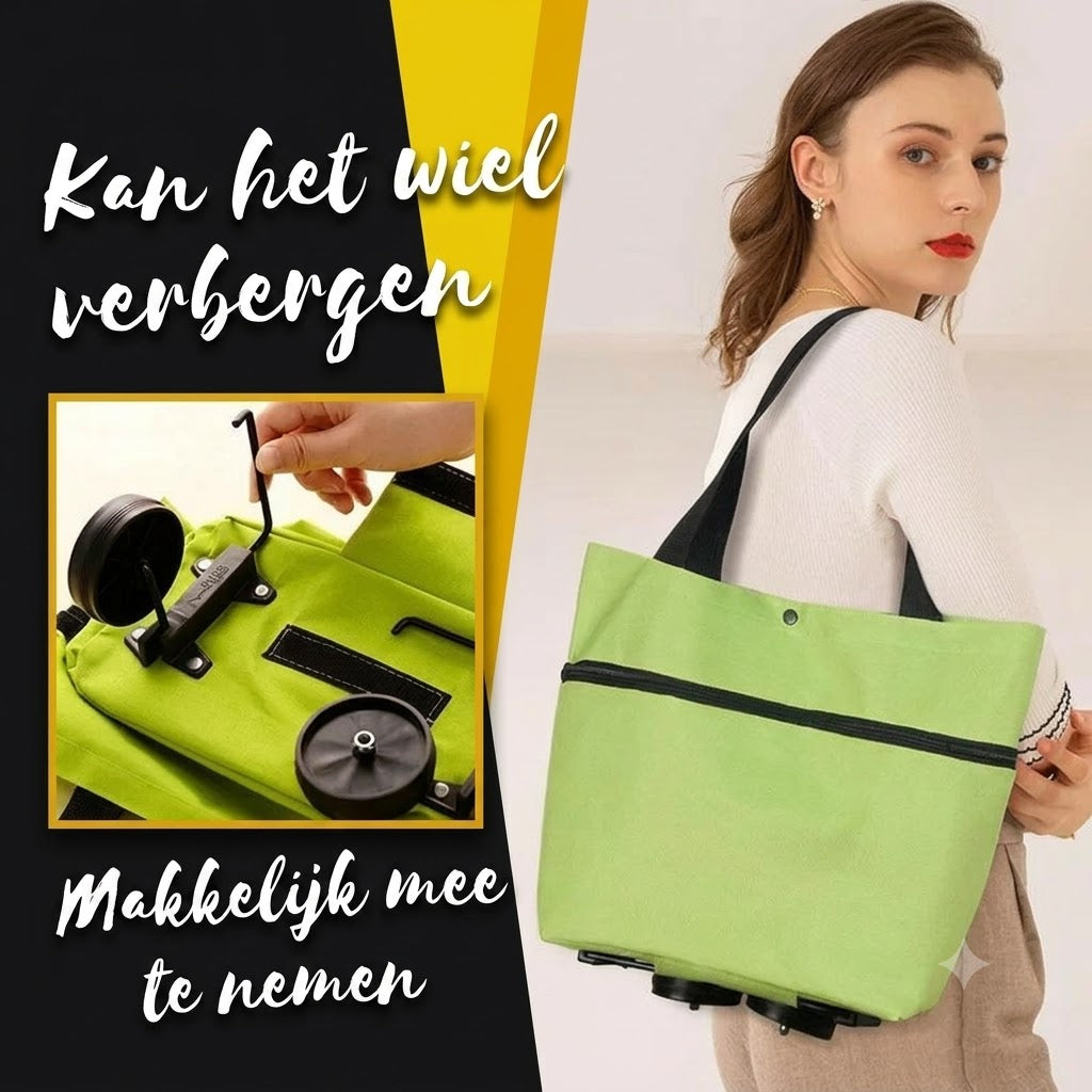 Zelfstaande Opvouwbare Boodschappentrolley van 600D Oxfordstof met Handvat