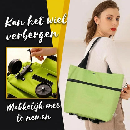 Zelfstaande Opvouwbare Boodschappentrolley van 600D Oxfordstof met Handvat