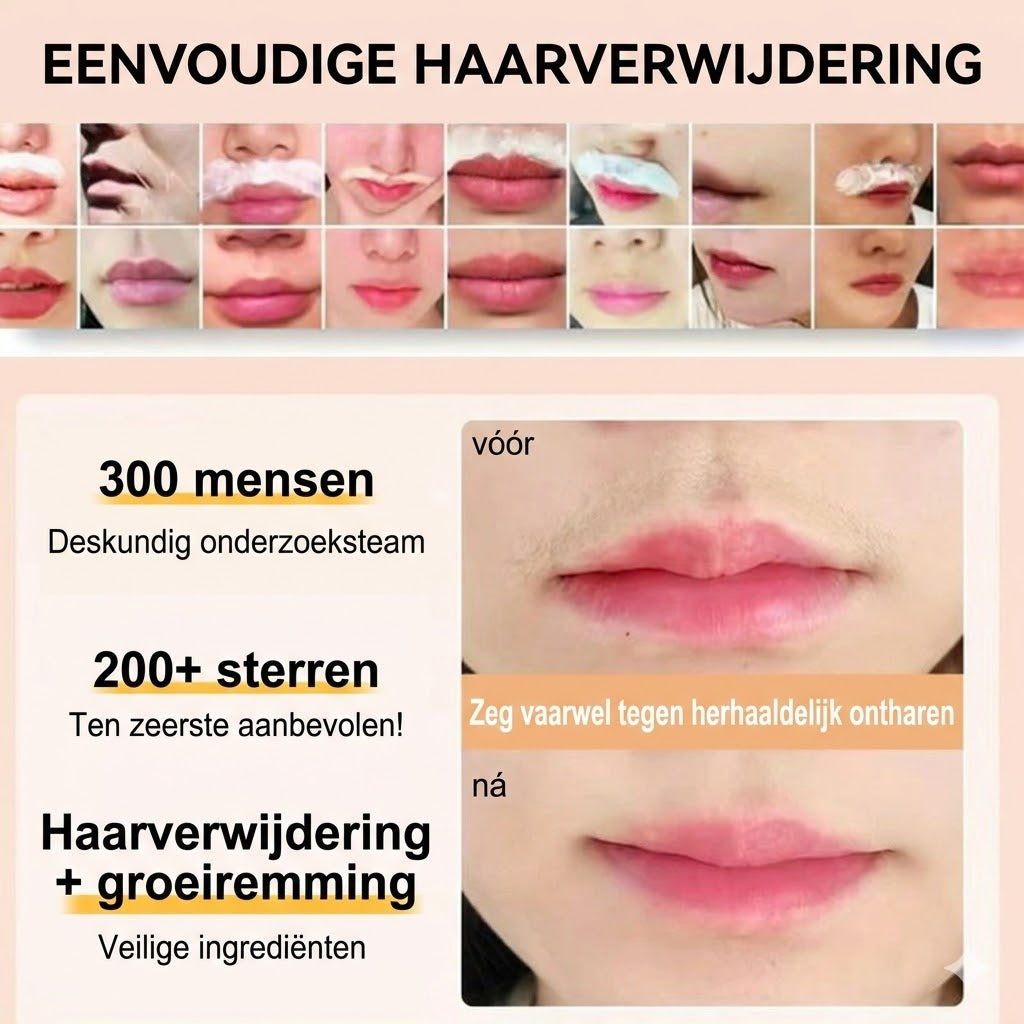 Zachte en pijnloze crème voor het verwijderen van gezichtshaar