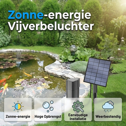 Solar vijverbeluchter biedt continue zuurstof voor vissen en planten