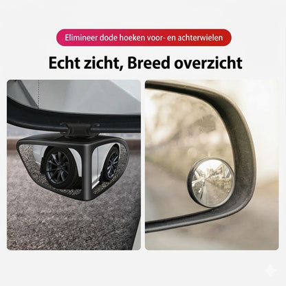 Spiegel met dubbele lens en 360° verstelbare dodehoekweergave