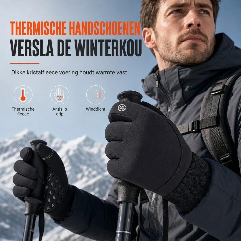 Warme thermische handschoenen met touchscreen en antislipgrip