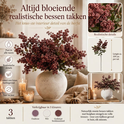 Everbloom natuurgetrouwe bessentakken herfstdecoratie set van 3