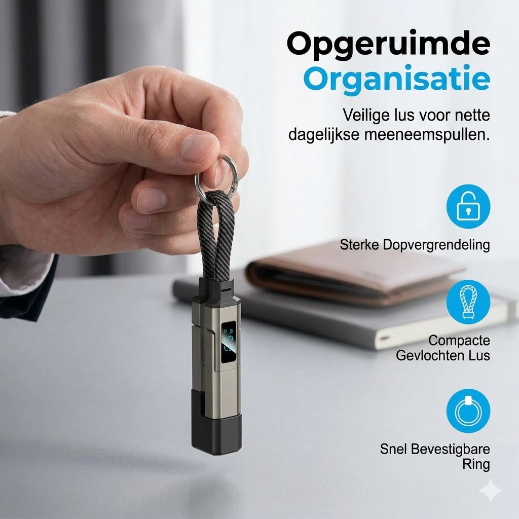 4-in-1 digitale display sleutelhanger laadkabel