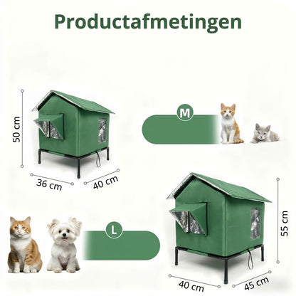 Weerbestendig verhoogd kattenhuis voor buiten