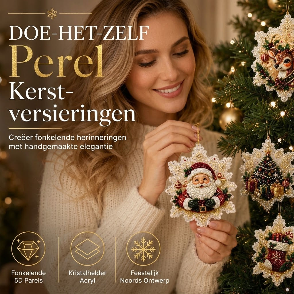DIY kerstbal knutselset met parels en acryl
