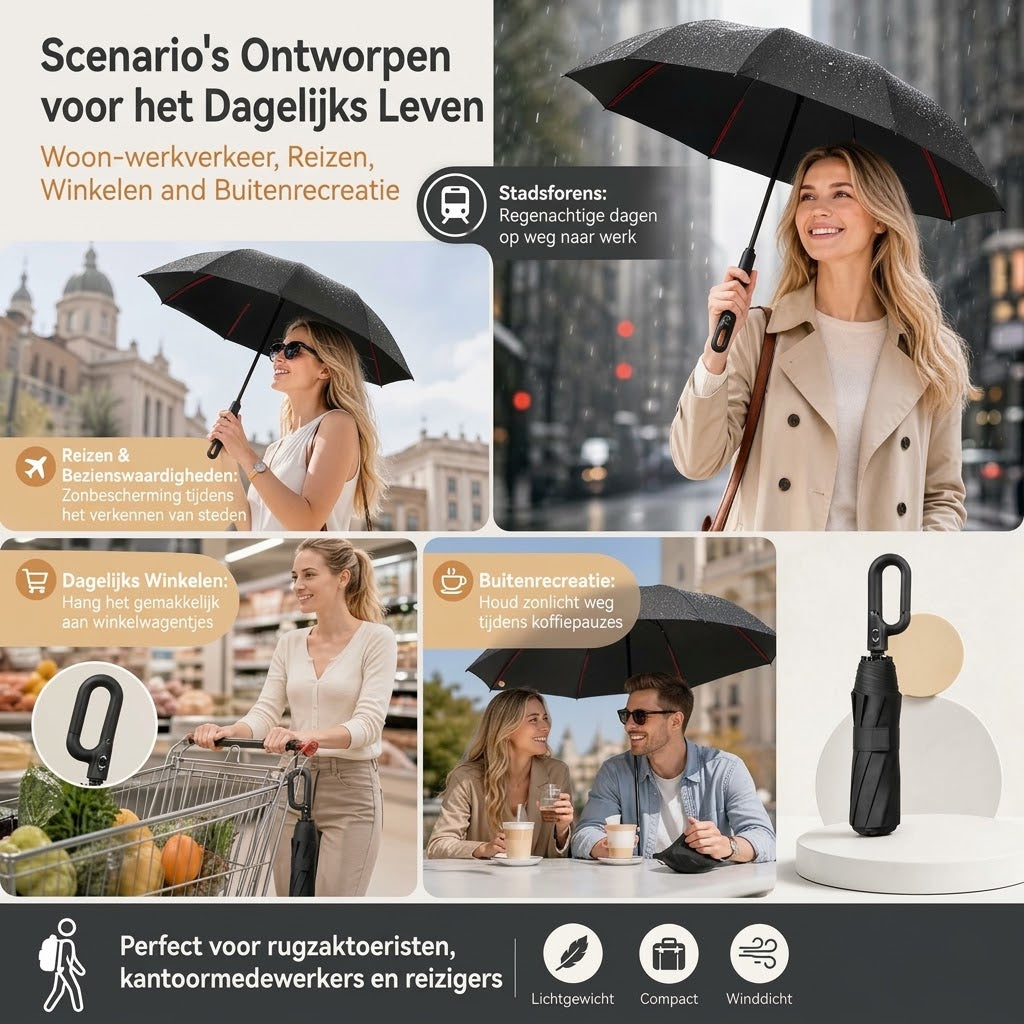 Automatische stormparaplu met UV bescherming