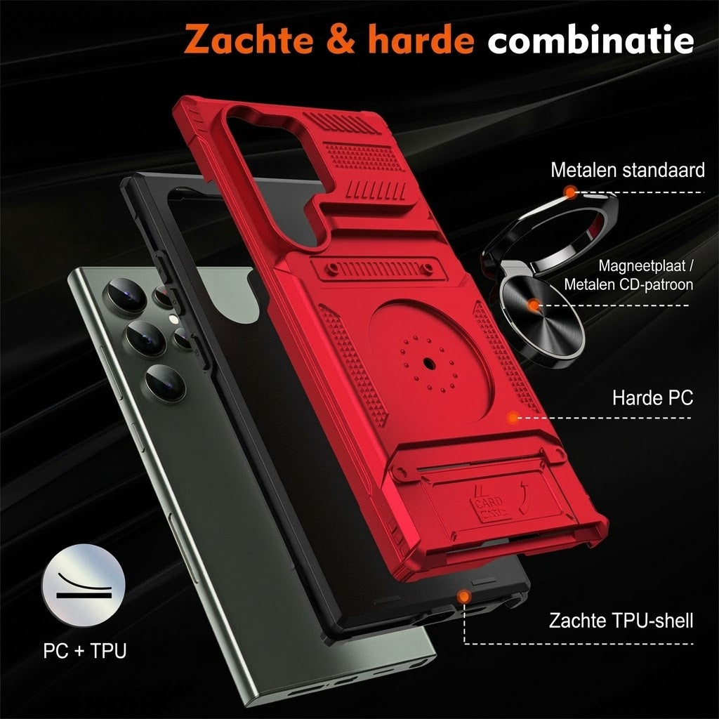 Samsung hoesje met kaarthouder en magnetische ringstandaard