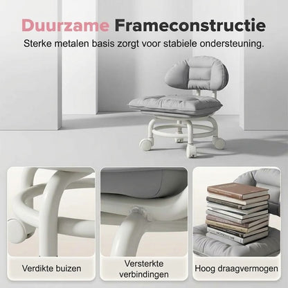 Lage verrijdbare kruk met rugleuning