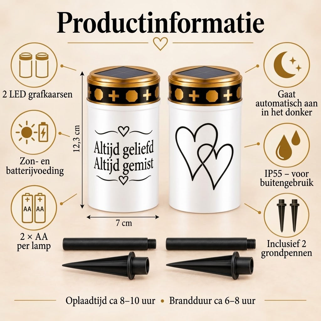 MinnesLjus LED graflichten set van 2 met zonnecel of batterij