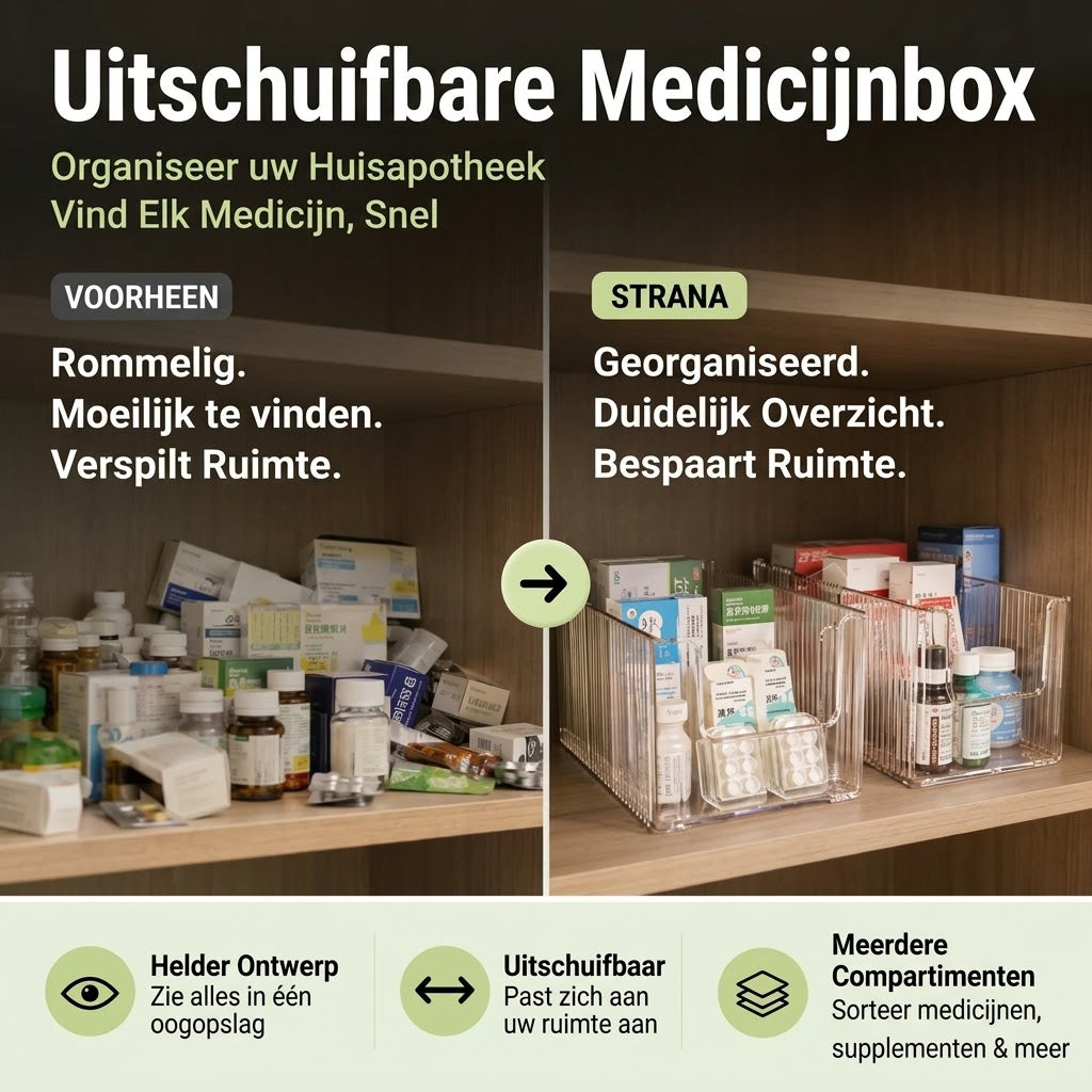 Uitschuifbare transparante medicijnorganizer