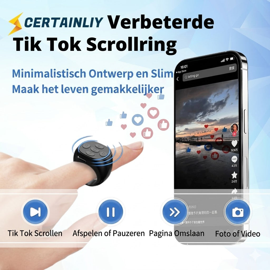 Draadloze afstandsbediening met vingertopbediening