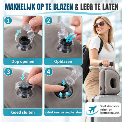 Opblaasbaar reiskussen voor onderweg