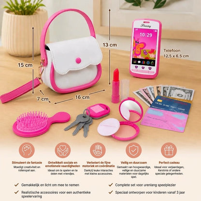 Kinder speelhandtas set met telefoon en make up accessoires