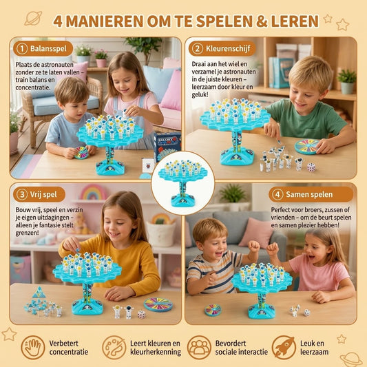Ruimteman balansspel als interactief STEM speelgoed