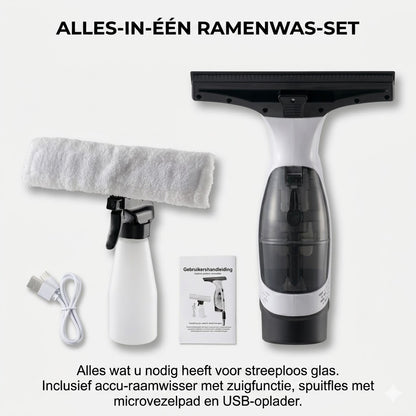 Elektrische raamstofzuiger met verlengstang