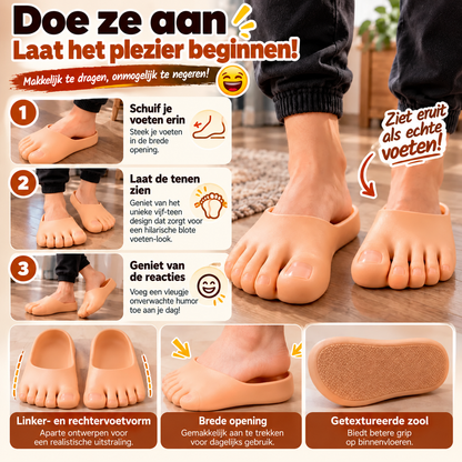 Grappige pantoffels met realistische grote tenen